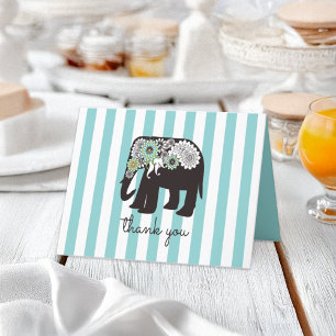 Türkise Stripe Paisley Elephant Vielen Dank Karte