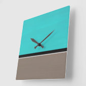Türkise Taupe Moderne Quadratische Wanduhr (Winkel)