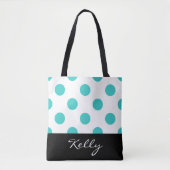 Türkise Tupfen mit Monogramm Tasche (Vorderseite)