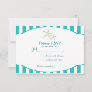 Türkise Türkis gestreifte Seestern Strand RSVP Kar Karte