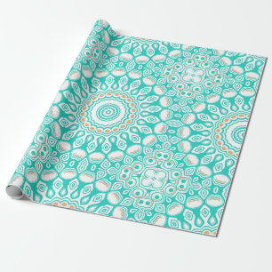 Türkise und Beige Ozean-Mandala-Muster Geschenkpapier