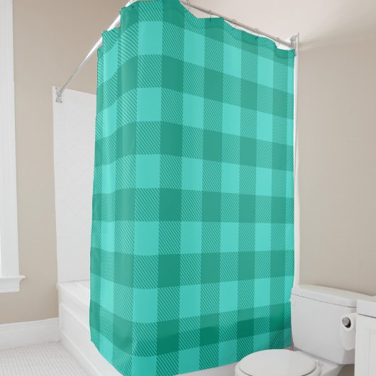 Türkise und Blaugrüne Gingham-Karo-Design Duschvorhang