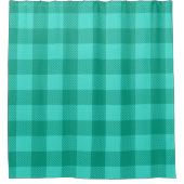 Türkise und Blaugrüne Gingham-Karo-Design Duschvorhang (Vorderseite)