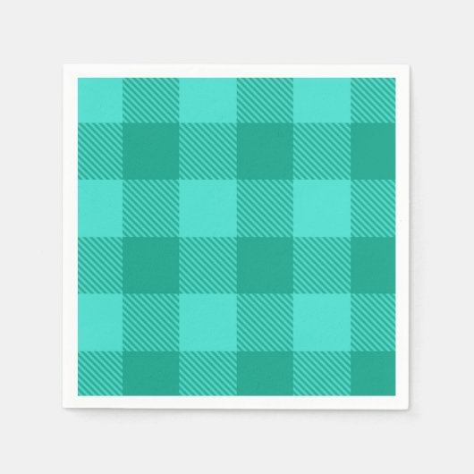 Türkise und Blaugrüne Gingham-Karo-Design Serviette (Vorderseite)