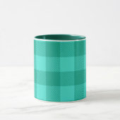 Türkise und Blaugrüne Gingham-Karo-Design Tasse (Zentrum)