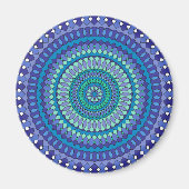 Türkise und blaugrüne Mandala Magnet (Vorne)