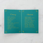 Türkise und goldene Blumenhochzeit Programm (Innenseite)