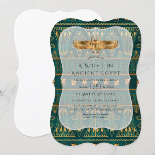 Türkise und goldene Folie ägyptisch thematisierte  Einladung