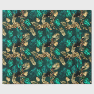 Türkise und goldene Leopardenserie Design 7 Geschenkpapier