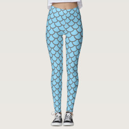 Türkise und graue Meerjungfrau Fischschuppen Leggings