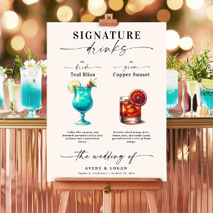 Türkise und kupferne Signature-Drinks für Braut un Poster