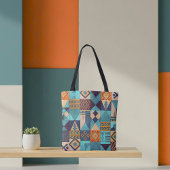 Türkise und orangefarbene Patchwork-Tasche Tasche