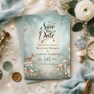 Türkise und Pfirsich Enchanted Forest Hochzeit Save The Date