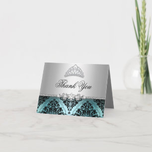 Türkise und schwarze Prinzessinnen-Tiara-Dankeskar Dankeskarte