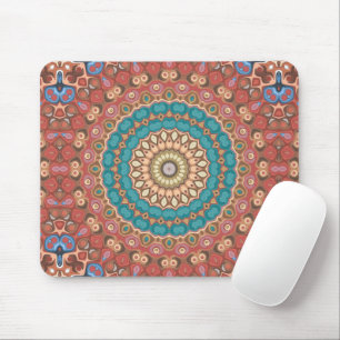 Türkise und Terrakotta geometrische Mandala-Muster Mousepad