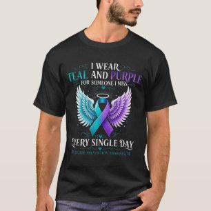 Türkise und violette Awareness-Schleife mit Engels T-Shirt