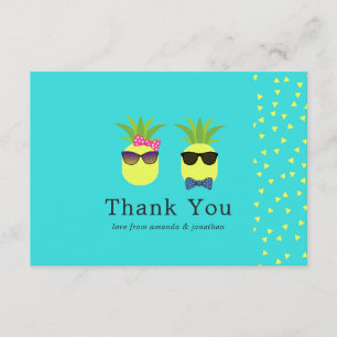 Türkise und Zitronen Ananas Hochzeit Danke