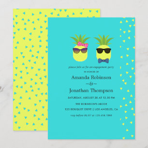 Türkise und Zitronen lustige Ananas Verlobungsfeie Einladung