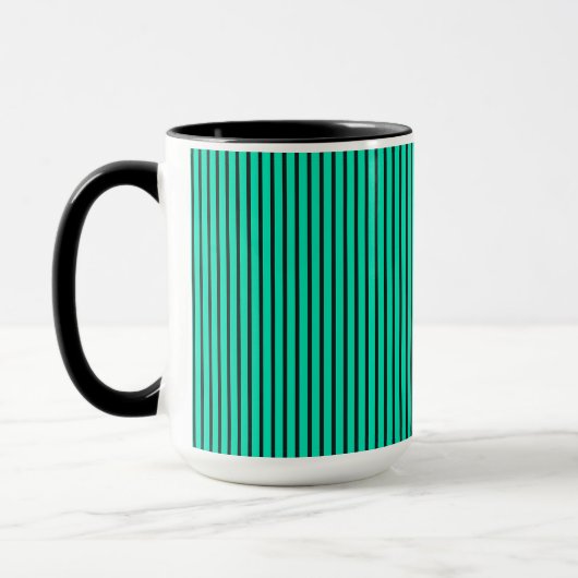 Türkise vertikale Streifenmuster Tasse (Links)