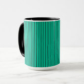 Türkise vertikale Streifenmuster Tasse (Vorderseite Links)