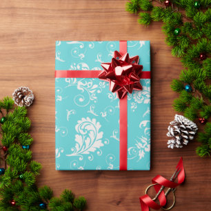 Türkise vintage retro Blumenmuster-Wrap-Papier Geschenkpapier