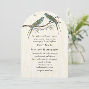 Türkise Vintage-Vogel-Hochzeitseinladungen Einladung