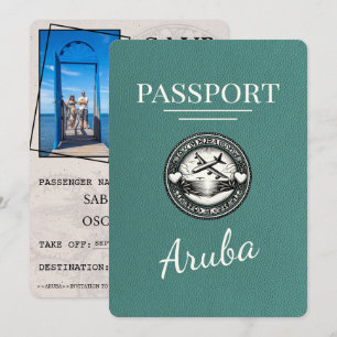 Türkiser Aruba Reisepass Save The Date