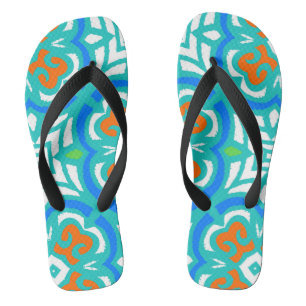 Türkiser ethnischer Muster Badesandalen