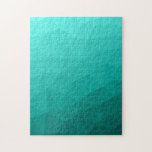 Türkiser Gradient geometrisches Maschenmuster Drei Puzzle<br><div class="desc">Dreieck geometrisches Netz mit hell-dunklem aqua-türkisfarbenem Ombre-Gradient.</div>