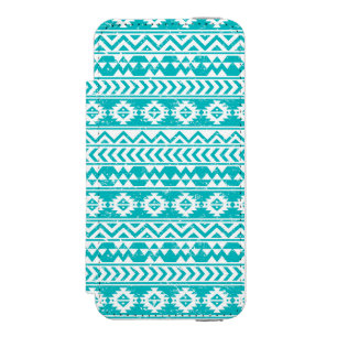 Türkiser Grunge Azteken-Stammesmuster Incipio Watson™ iPhone 5 Geldbörsen Hülle