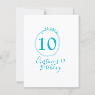 Türkiser Kreis. Runde Glitzer 10. Geburtstag fett Postkarte