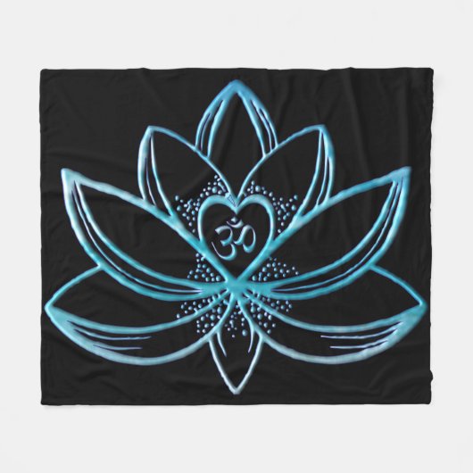 Türkiser Lotus Fleecedecke (Vorderseite (Horizontal))