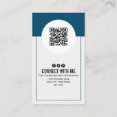 Türkiser QR-Code Foto Verbinde dich mit mir Minima Visitenkarte (Rückseite)
