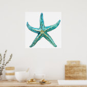  Türkiser Seestern  24 x 24 Poster (Küche)