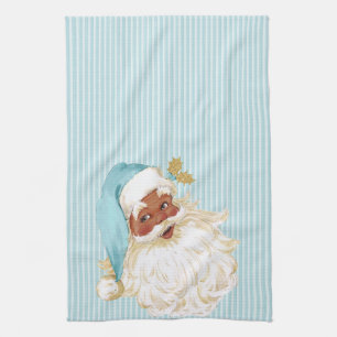 Türkiser Vintage-Weihnachtsmann in Farbe Geschirrtuch