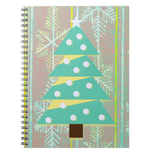 Türkiser Weihnachtsbaum im Vintage-Stil - Festtags Notizblock