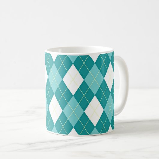 Türkises Argyle-Muster Kaffeetasse (VorderseiteRechts)