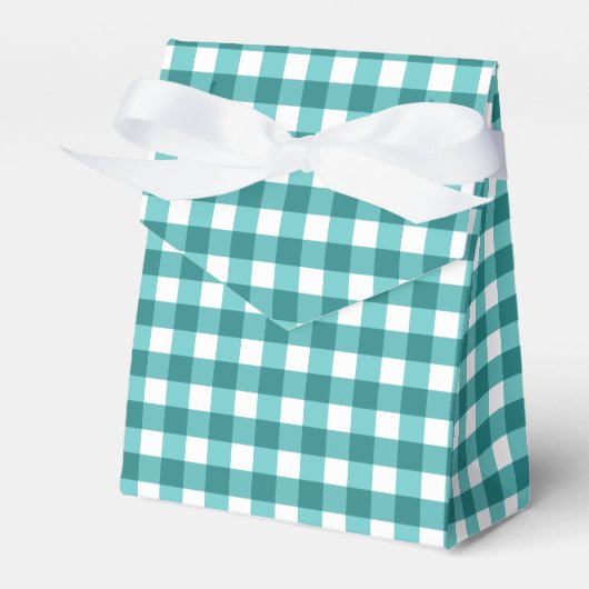 Türkises Gingham Geschenkschachtel (Vorderseite)