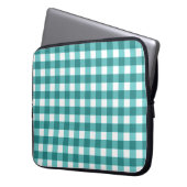 Türkises Gingham Laptopschutzhülle (Vorderseite Links)
