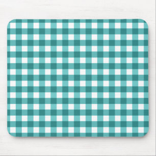 Türkises Gingham Mousepad