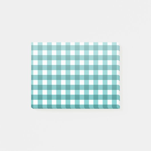 Türkises Gingham Post-it Klebezettel (Vorderseite)