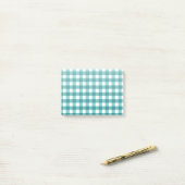 Türkises Gingham Post-it Klebezettel (Auf Schreibtisch)