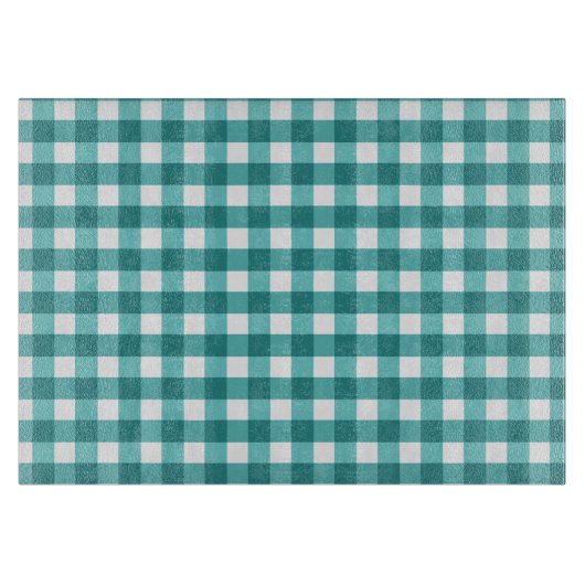 Türkises Gingham Schneidebrett (Vorderseite)