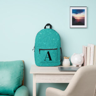 Türkises Glitter-Monogramm Bedruckter Rucksack