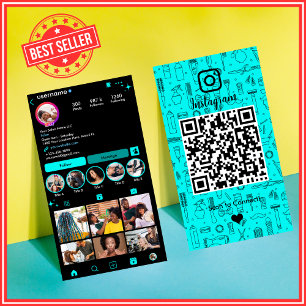 Türkises Instagram-Salon-QR-Social-Media Visitenkarte