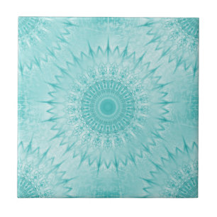 Türkises Metallic Mandala-Muster Fliese