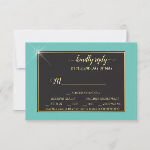 Türkises Monogramm 💍 Moderne Geometrie RSVP Karte
