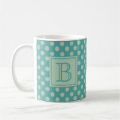 Türkises Monogramm-Punktmuster Kaffeetasse (Links)