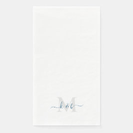 Türkises Monogramm Swash-Schrift Weiß Serviette