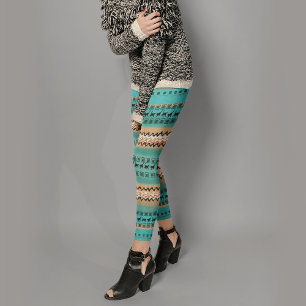 Türkises Oranges Muster Leggings